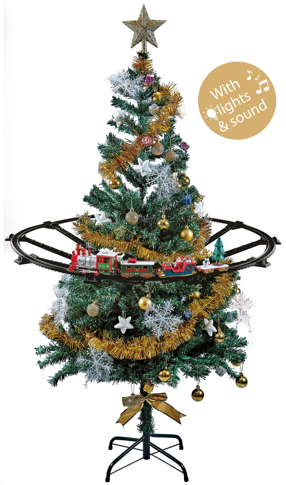 Electric Christmas Train Track Set Light Musical Sound-Around Tree Kids Toy Gift 
