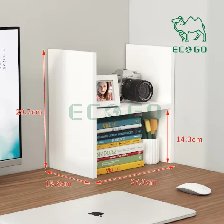 Scaffale Da Scrivania Regolabile In Bambù GUUSII HOME - Con 2 Cassetti, Per Ufficio, Camera O Cucina - 3