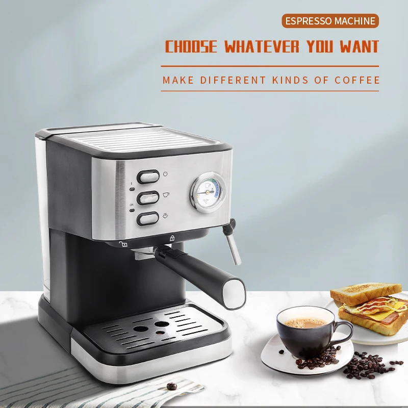 HCYM Mechanically Controlled Espresso Machine High Quality 15 bar Pressure Coffee Maker with Double Funnel Configuration