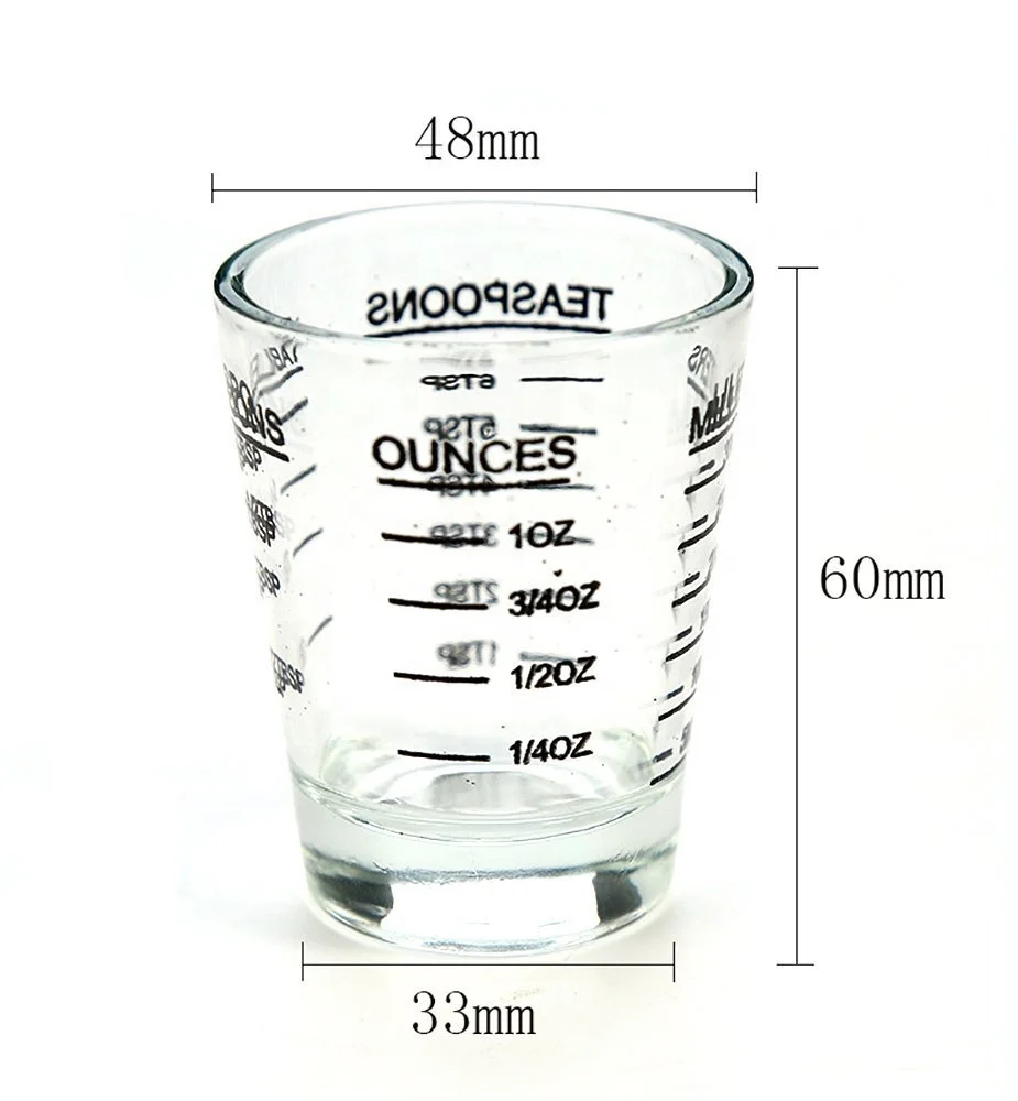 1pc Shot Glasses Measuring Cup Espresso Shot Glass Liquid Heavy Glass  Incremental Measurement