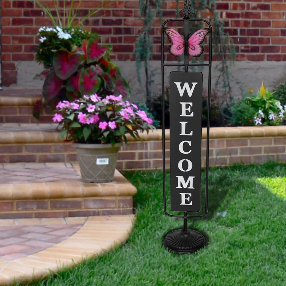 Crafts Lawn    Outdoor Welcome Sign Metal For Flower Shop Restaurant Bars