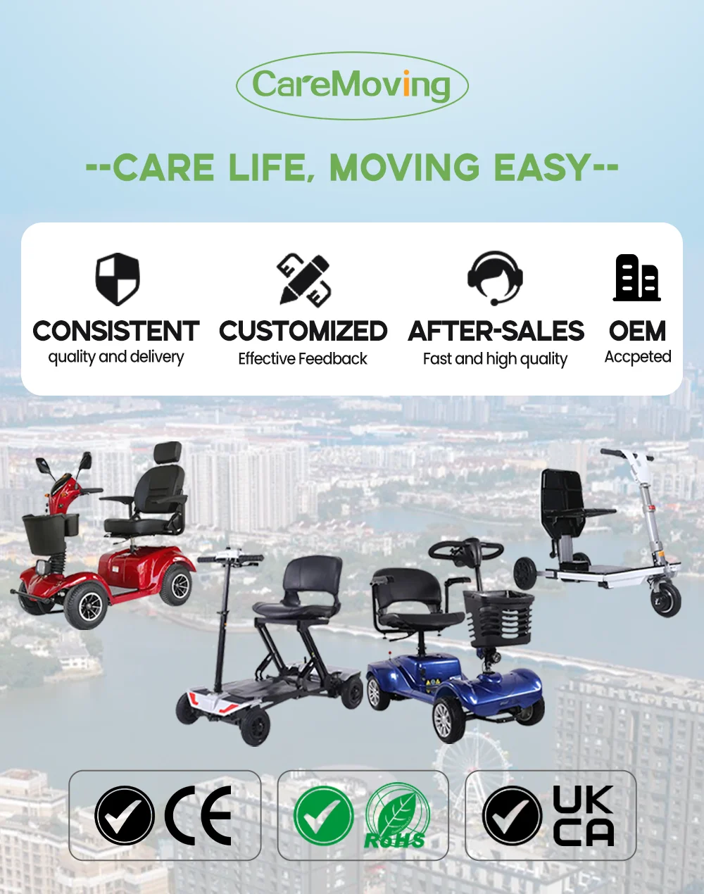 Professional Elderly Electric 4 Wheel mobility scooter elderly disabled shop mobility scooters For Elder Disabled People factory