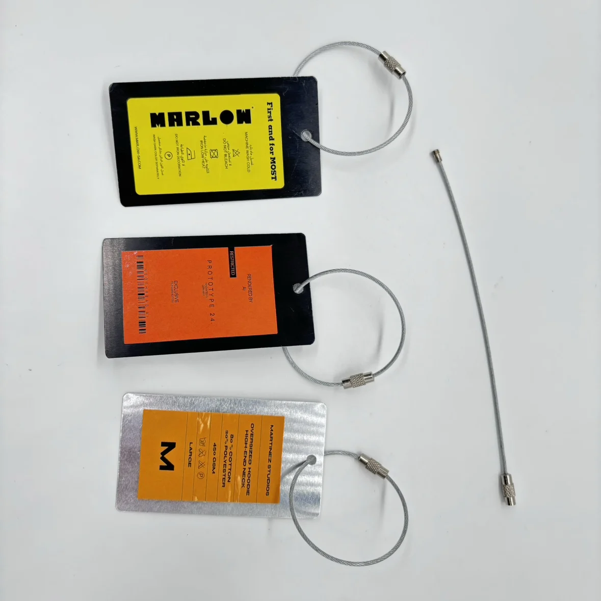 Custom Sticker LOGO Metal Hang Tag for Clothing Hoodies Hangtag BLACK SILVER Aluminium Garment Tags