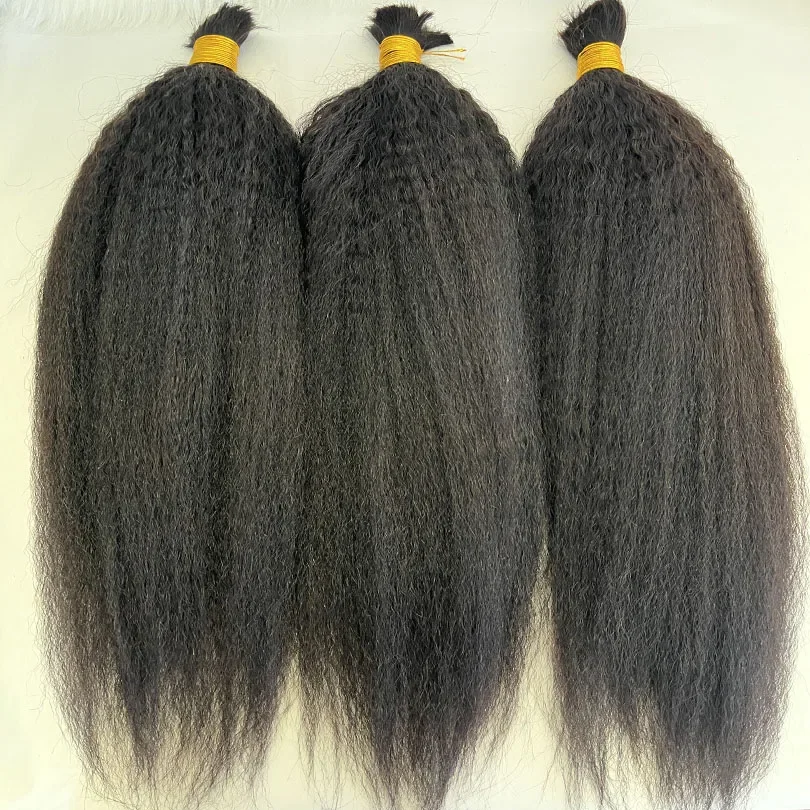 100% Human Hair Kinky Straight Bulk Brazilian Human Hair Bulk For Braiding_voghion.com