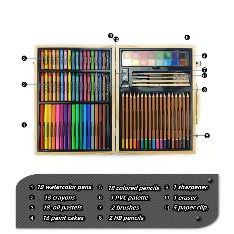 100 шт. набор для рисования в деревянной коробке