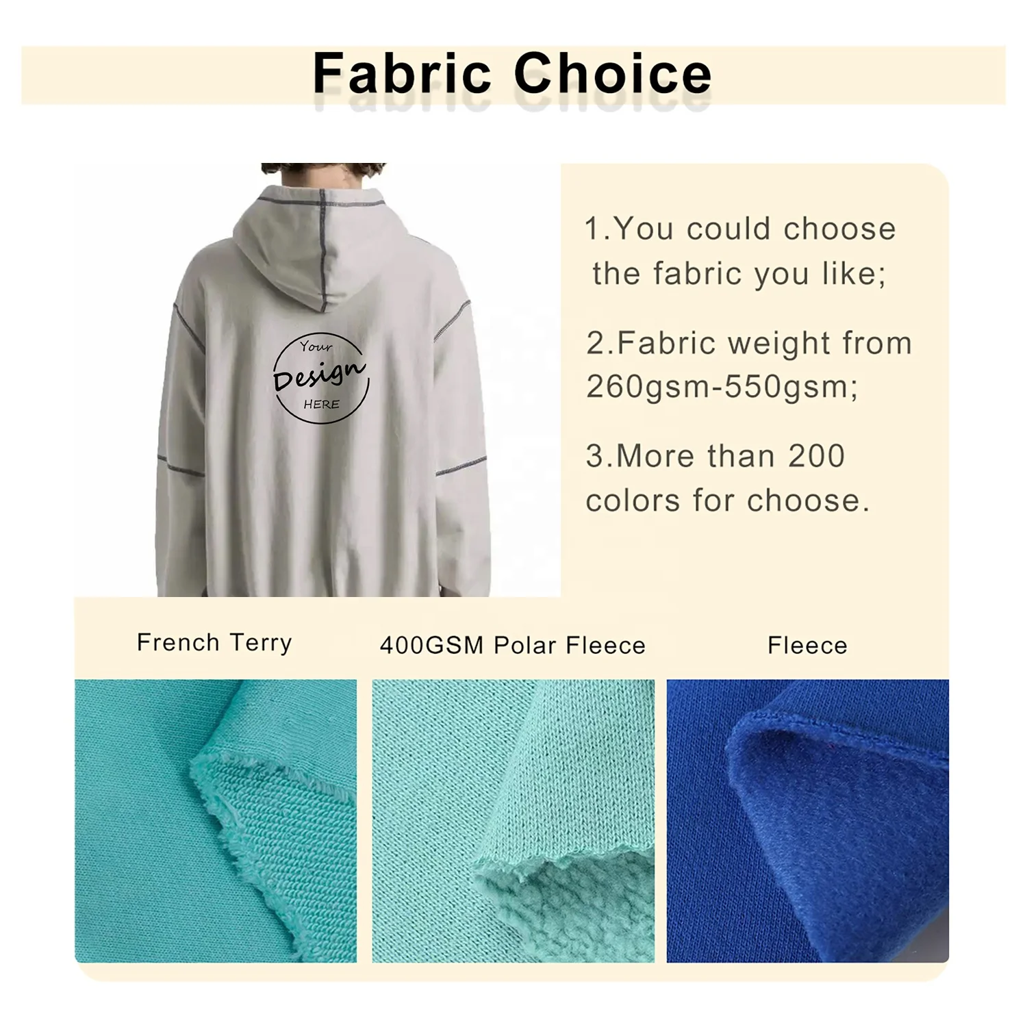 JL1103C Heavy Pullover Hoodie Men Oversized Cotton Plain Pullover Men’s Puff Printing Street Hoodie