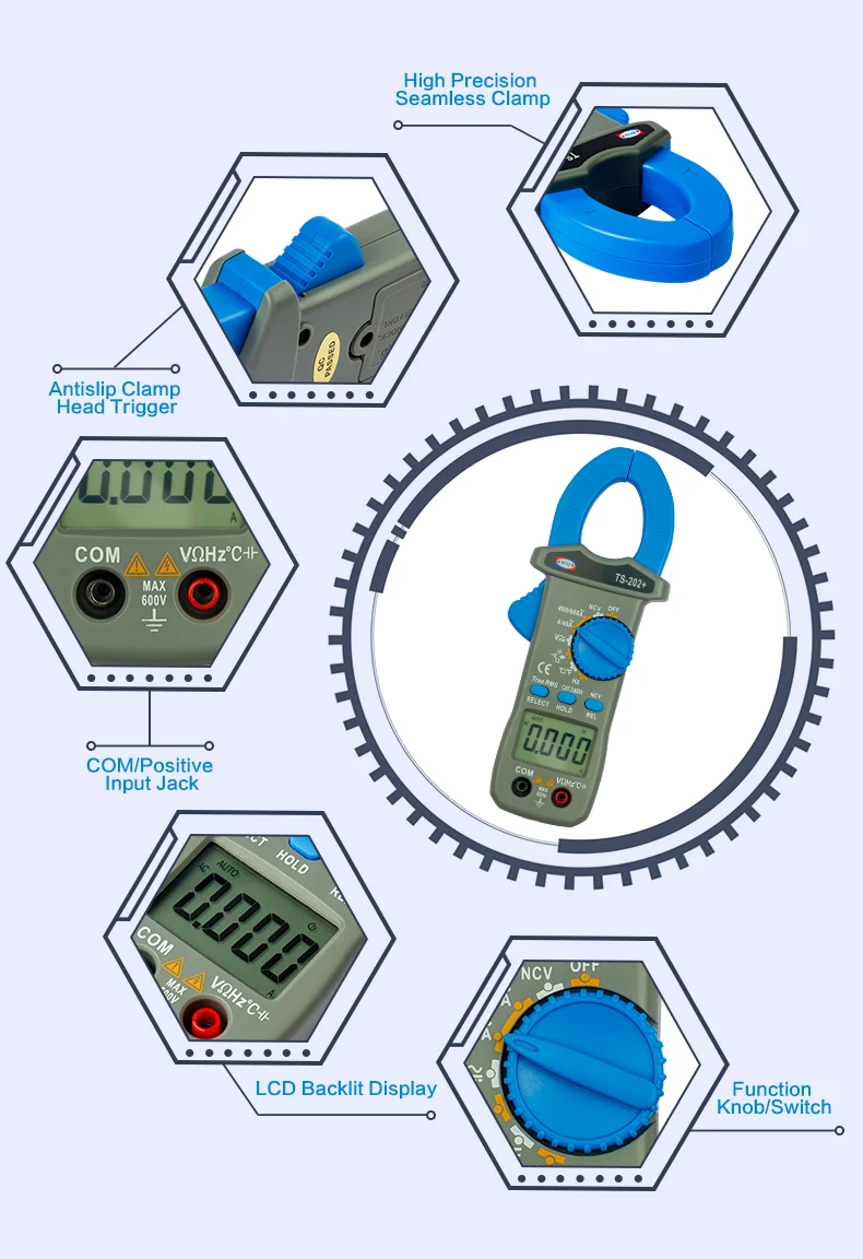TS-202+ AMP AC Leakage Current Clamp Meter
