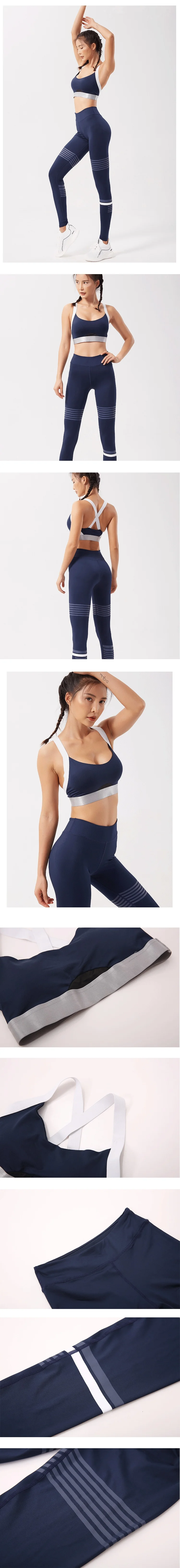 Wholesale Gym Fitness Wear Clothing Women Sportswear Workout Leggings High Impact Bra Top Tow Piece Yoga Set factory