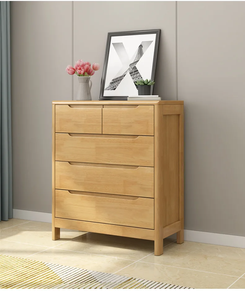 Timber Drawers Nordic Solid Wood Drawer Simple Modern Bedroom Furniture Log Storage ...