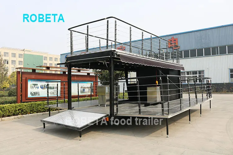 2 Level Food Trailers Fully Equipped Food Cart  Food Truck Two Story Coffee Trailer