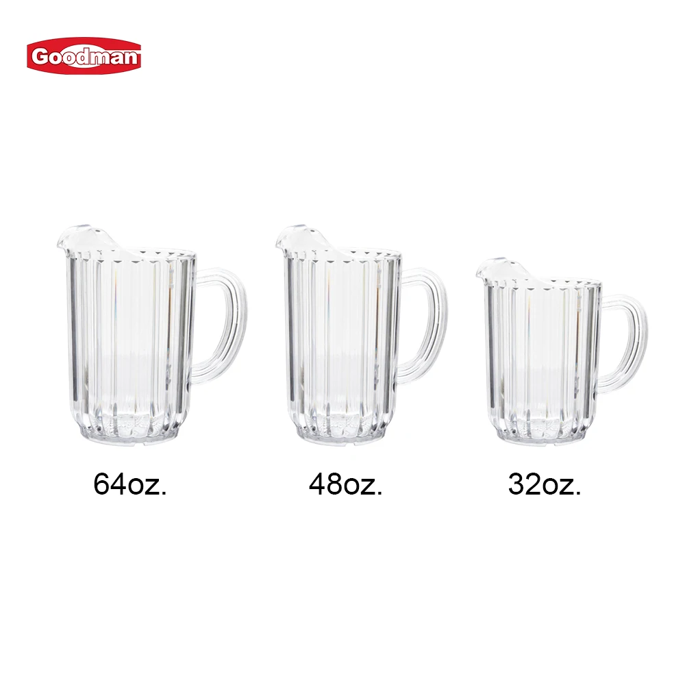 Restaurant Bar Drink Service Reusable Clear Polycarbonate Wine Juice Cup Glass  Ice Cola Lemon Tea Jug Plastic Beer Pitcher manufacture