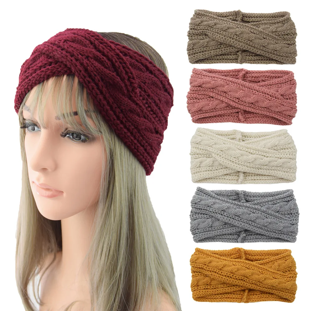 Fashion Plain Sports Wool Autumn Winter Headbands Women Girl Wholesale Available