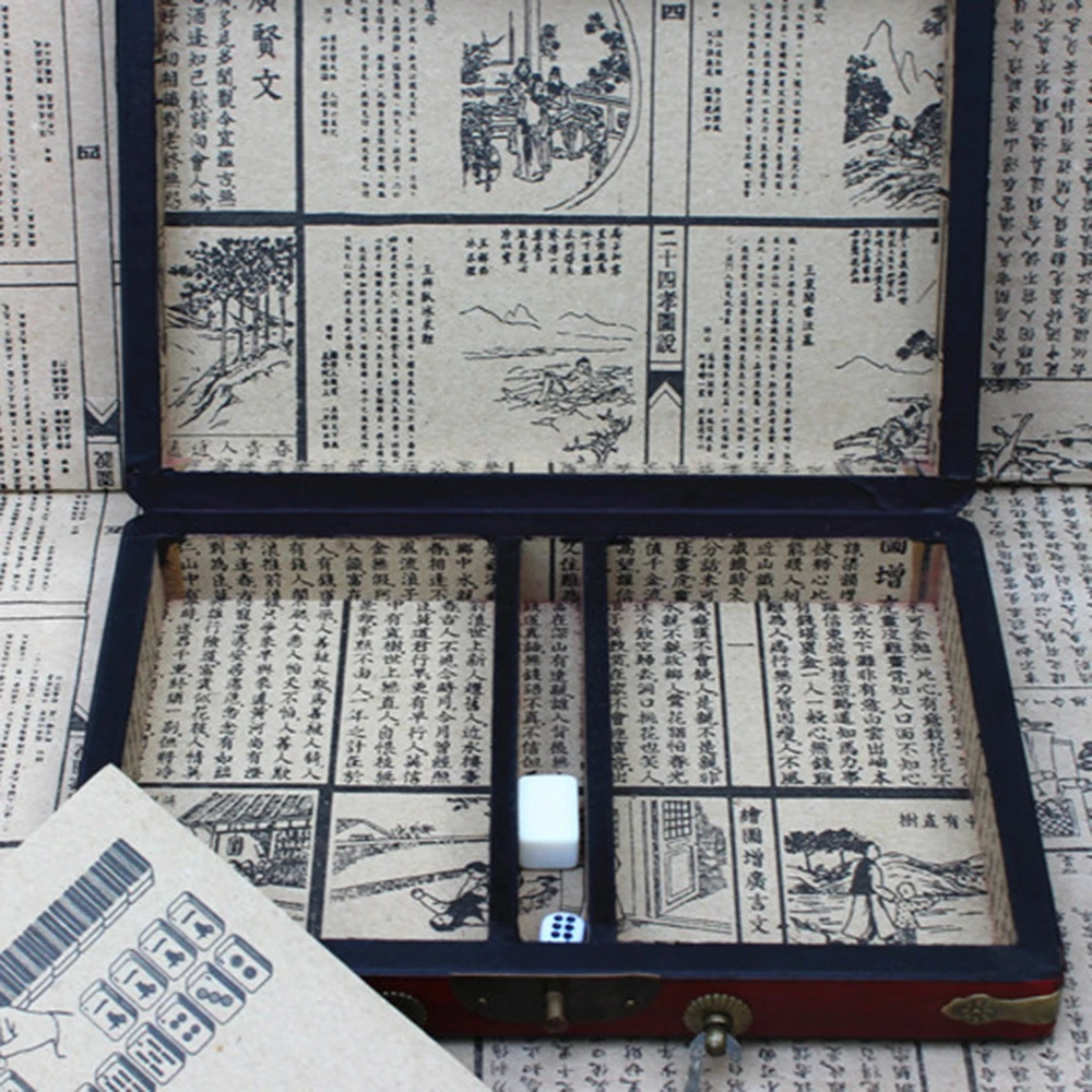 JNWHY Mahjong Chinois Vintage Mahjong 144 Tuiles Rare Chinois Mah-Jong