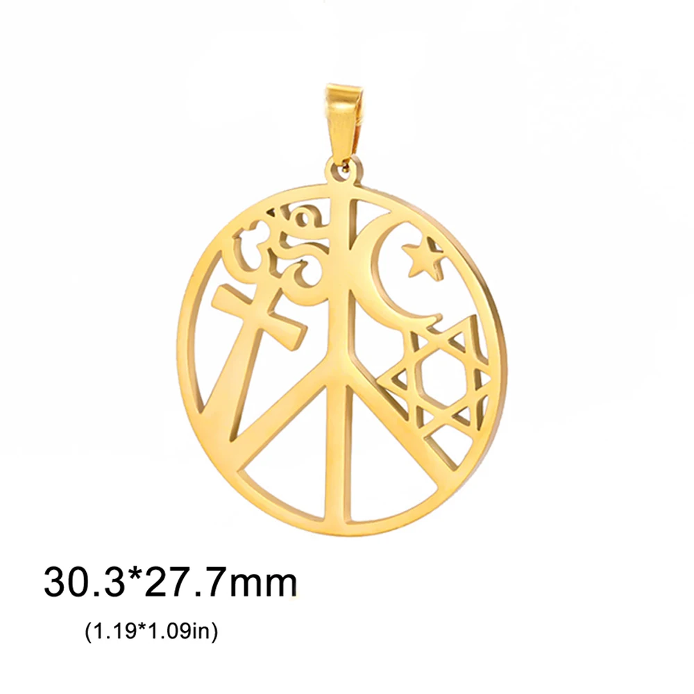 Myshape Peace Sign Symbol Pendant for Necklace Earrings Harmony and Coexistence Religious Amulet Stainless Steel Jewelry