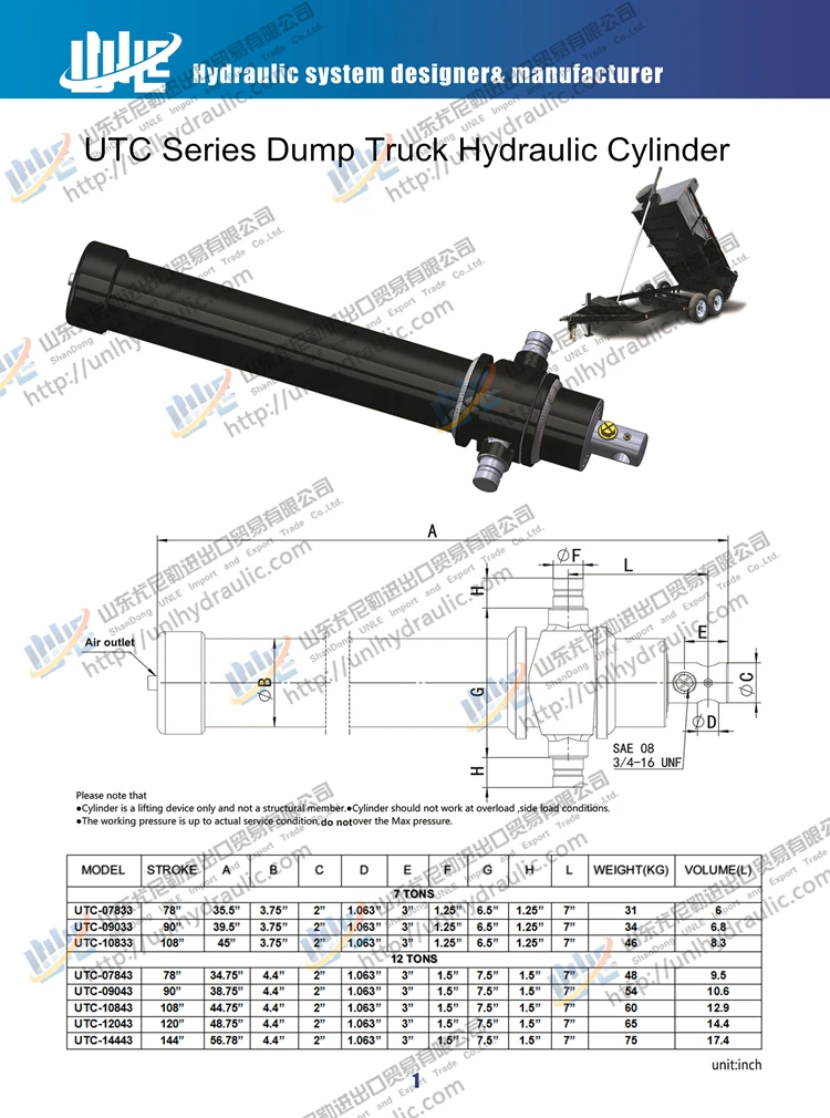HTC Telescopic single acting cylinder for tipper truck trailer hydraulic jack hydraulic cylinder telescopic