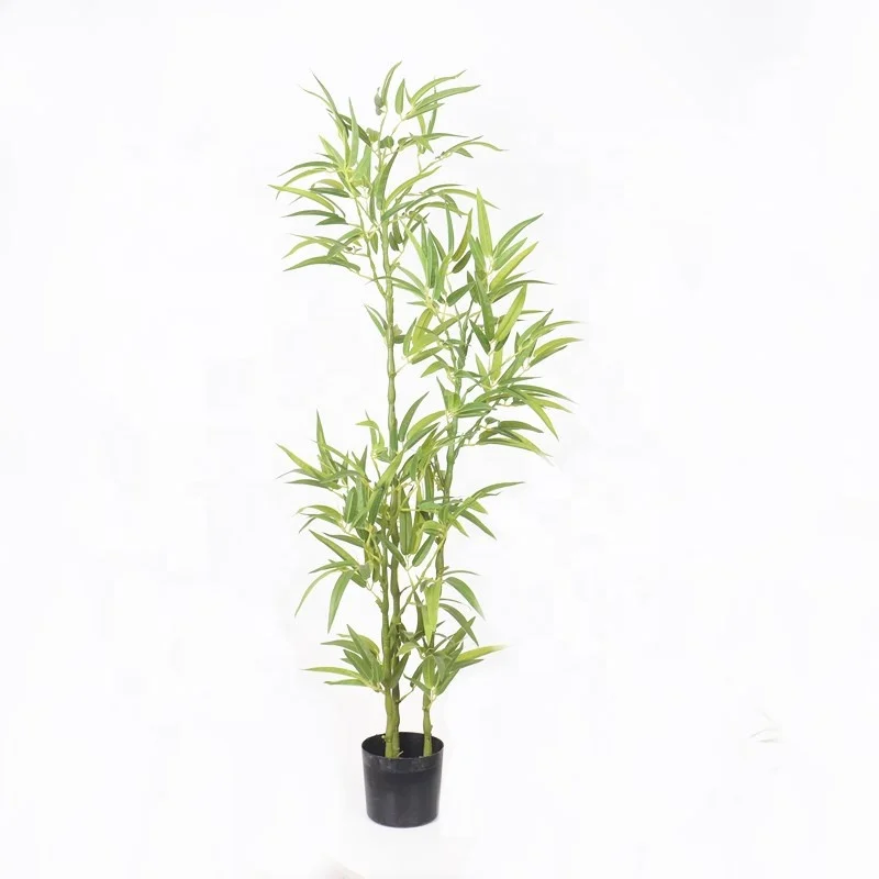 High Quality Indoor Outdoor Plastic Bamboos Fence Leave Plant Tree Ornament  Fake Artificial Lucky Bamboo Tree in Pot 7376