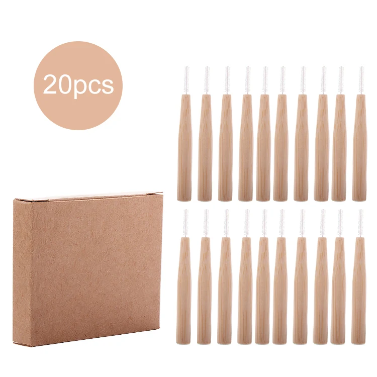 20 шт./кор. биоразлагаемые между зубами очиститель 100% органический средство для нежной глубокой чистки и зубочистка натурального бамбука для чистки межзубных пространств