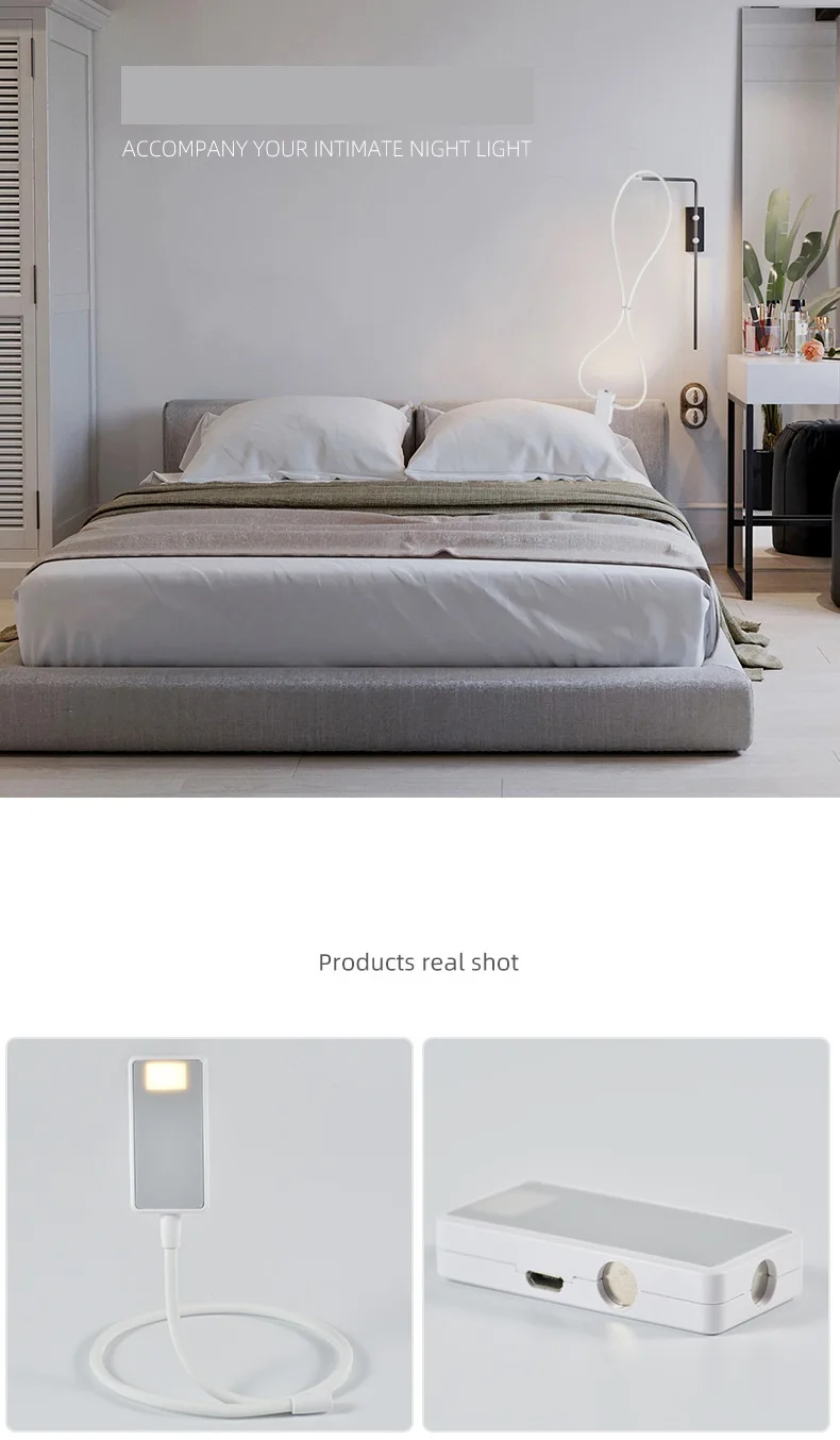 Flexible Rechargeable LED Neck Light Foldable PC Material for Hands-Free Indoor Lighting School Living Room Available White
