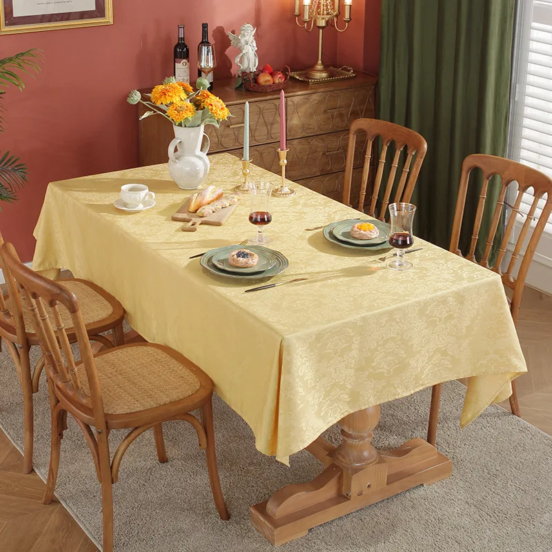 Thanksgiving Rectangular Autumn Tablecloth Cotton Damask Fabric Jacquard Tablecloth