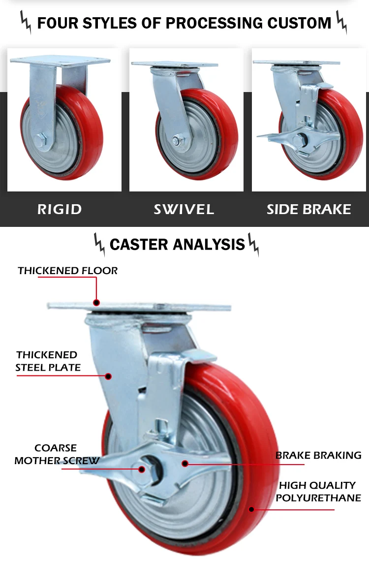 Wholesale high load 4 inch heavy duty swivel iron polyurethane pu caster wheels industrial manufacture