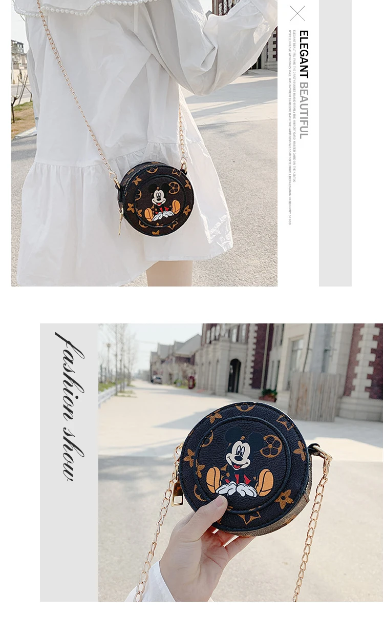 2021 Mini Mickey Mouse Kids Purse Printed Trendy Fashion Retro Crossbody Bags For Little Girls