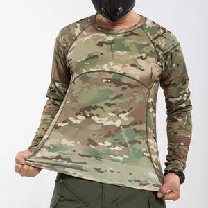 Men's Autumns Warm Camouflage Knitted Long-Sleeved Leggings T-Shirt 100% Polyester Plain Dyed Worested Nonwoven Slim