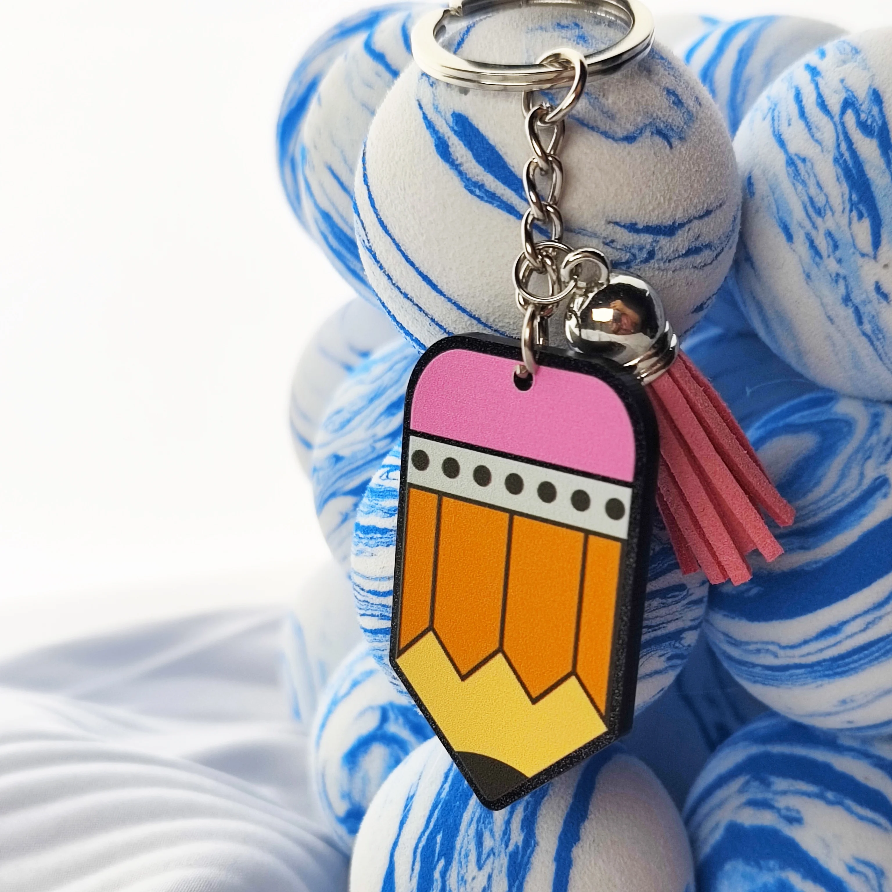 KHS156KH1050 Best price Factory Pencil Keychain With Tassel Double Faces Printed Teacher Appreciation Gift Plaid supplier