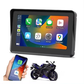 7" Touch Motorcycle GPS Carplay Screen Waterproof Wireless Carplay Motor Bicycle Android GPS Navigator Display with Dual BT