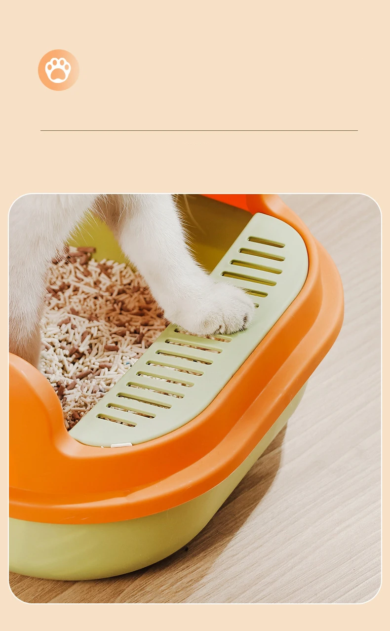 Semi Enclosed Large Litter Box Plastic Reinforced Cat Toilet Foot