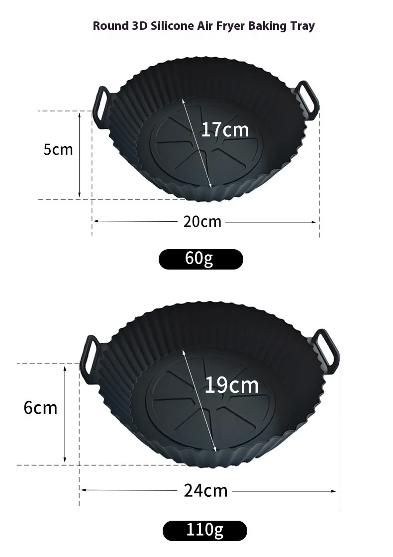 Thickened Food-Grade Silicone Foldable Baking Tray for Household Air Fryer and Air Fryer Mat manufacture