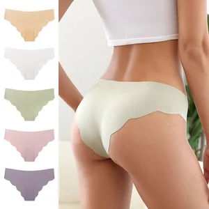 Wholesale Low-Rise Thin Half Coverage Seamless Ice Silk Bikini Women Soft Night Comfortable Breathable Girl Panties Underwear