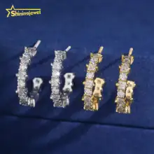 New Design  Princess Cut Moissanite Earring S925 Gold Plated  GRA Moisssanite Pass Diamond Test Sparking Screw Back Earring