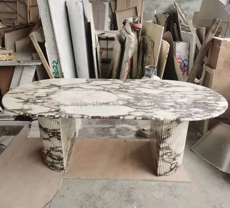 Custom Luxury Natural Stone Italian Calcutta Viola Marble Dining Table  Marble Calacatta Viola Marble Table