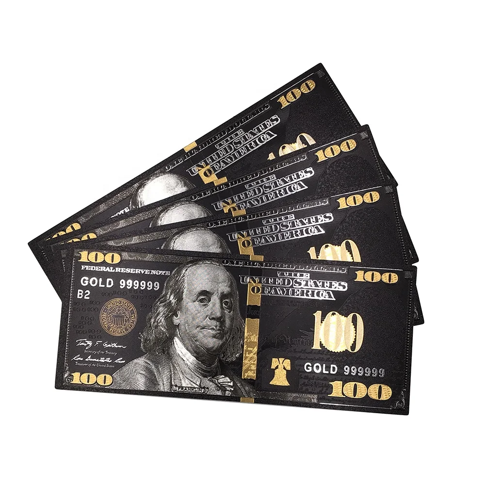 Black and Gold 100 Dollar Bill Gold Black USD 100 Banknote New Design for  USA Market