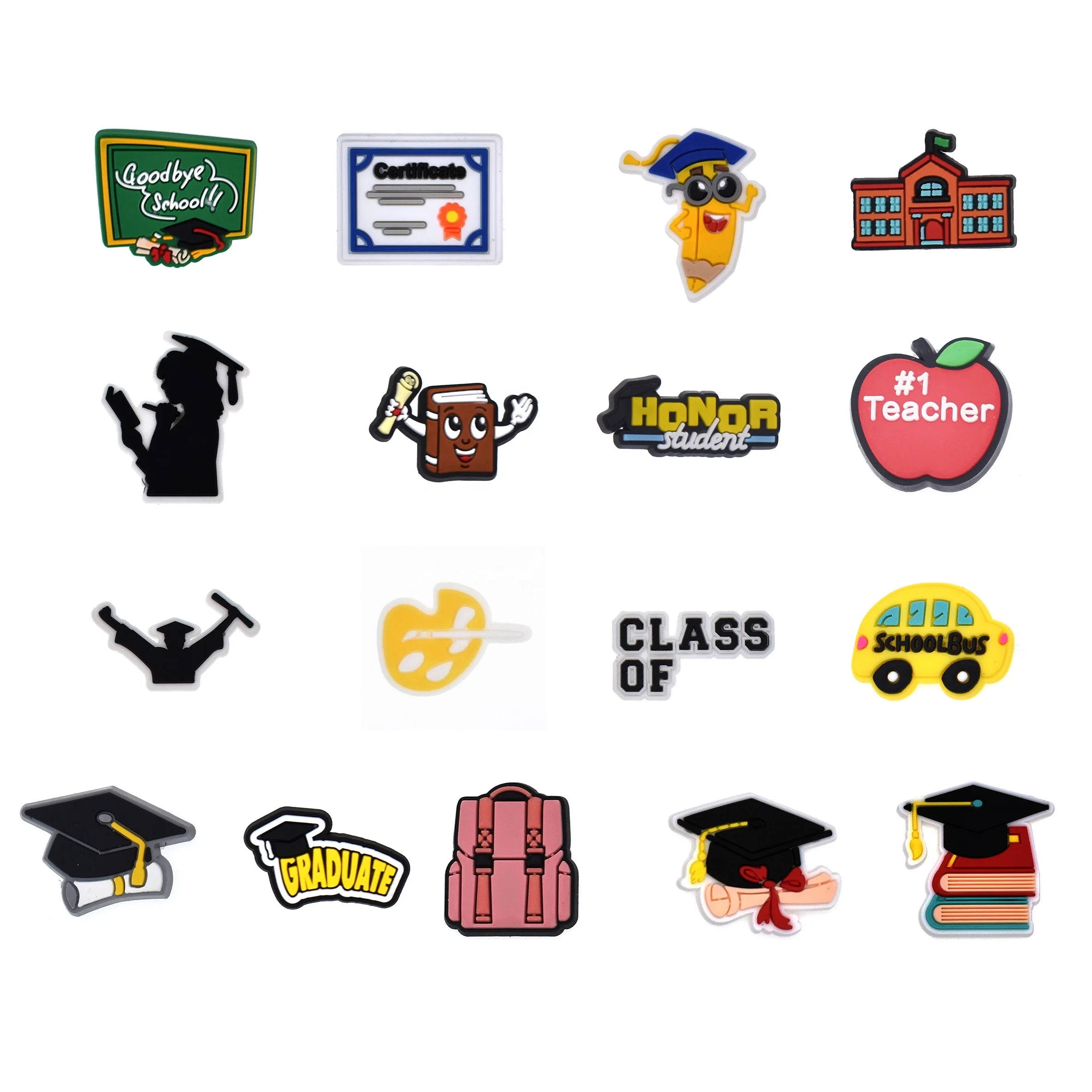 2024 New Arrival Wholesale PVC Custom Shoe Charm Back to School Fashion Shoe Charms for Graduation