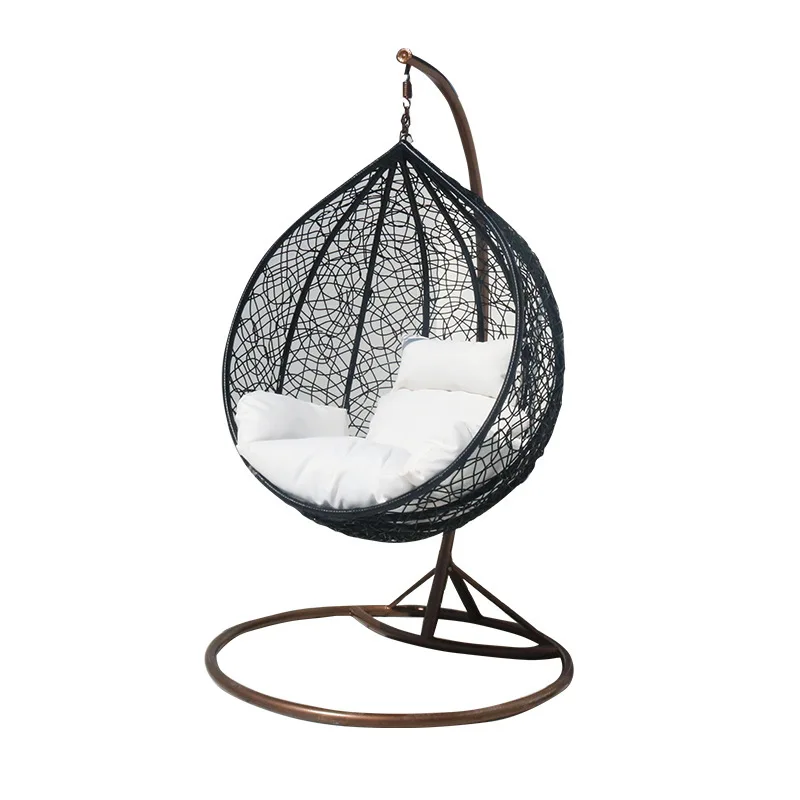 Factory Price Furniture In And Outdoor Manufacturer Rattan Egg Hanging Patio Swing With Metal Stand Chair 333048