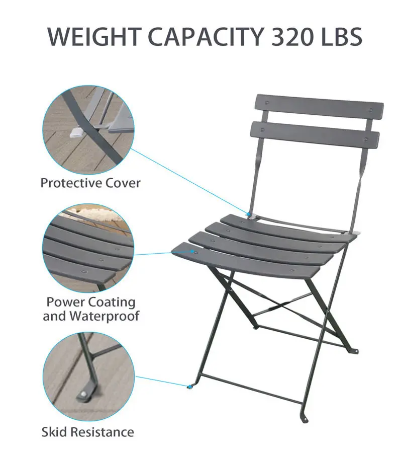 Patio Premium Steel Bistro Set Folding Outdoor Sets 3 Piece Patio Set
