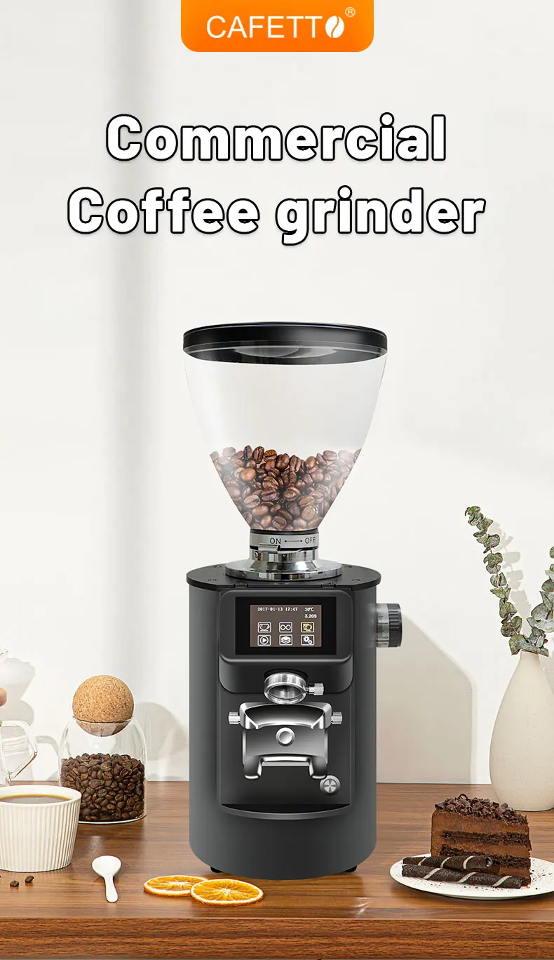 83mm Titanium Flat Burr Commercial Coffee Grinder Electric Digital