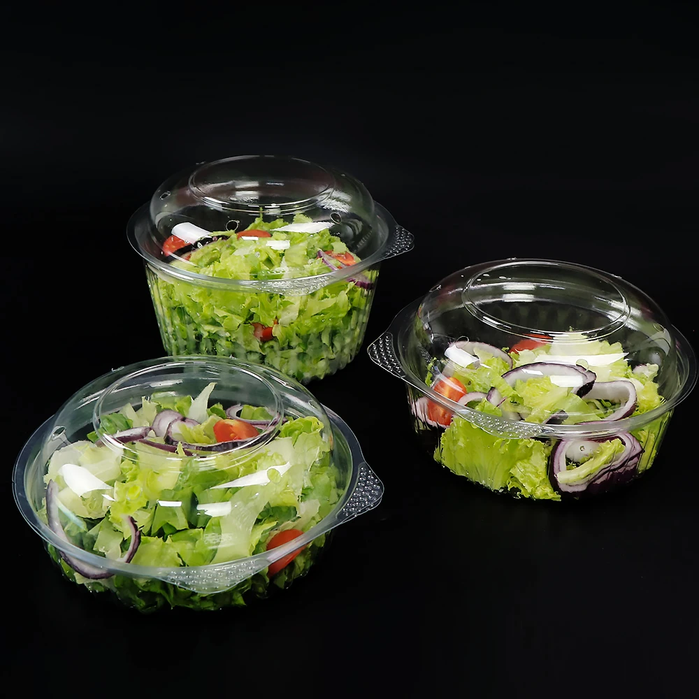 Custom Takeaway Transparent Clamshell Plastic Fruit Salads Bowl,Clear