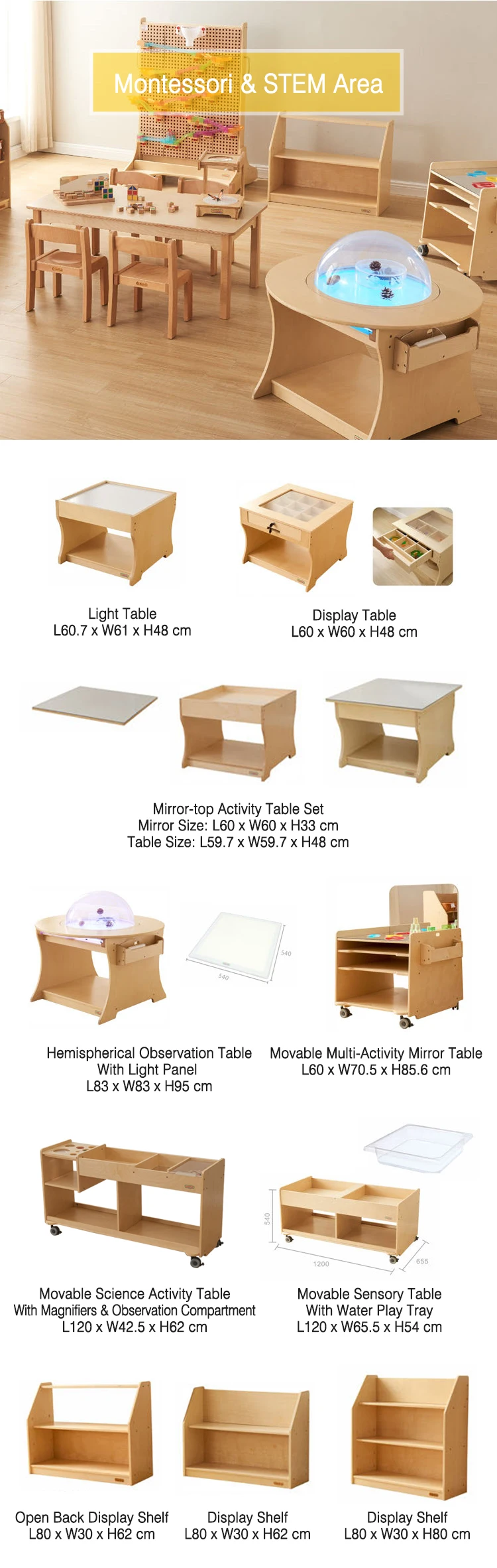 Preschool Wooden Set - Montessori Furniture for Kids