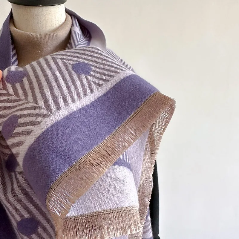 Premium Winter Warm Scarf For Women Dot Style Fashion Color Polyester Imitation Cashmere Wrap Cozy Soft Lightweight_voghion.com