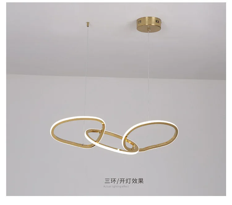 MEEROSEE Golden Ring Light LED Pendant Light Dinning Room Hanging Light MD87142