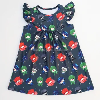 Milk Silk Hot Selling Baby Clothes Cartoon Pearl Dress For Girls Round Neck Girls Boutique