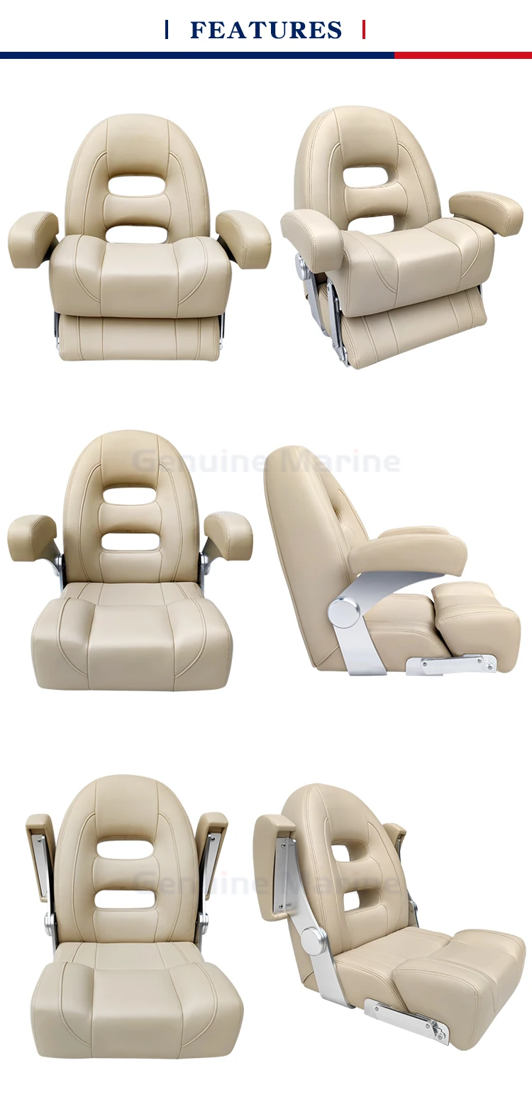 Genuine Marine Boat Captain Seat Marine Grade Swivel Folding Luxury