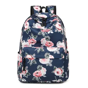 OEM Women's Large Capacity Waterproof School Bag Backpack Ethnic Style Printed Flowers for Travel and School