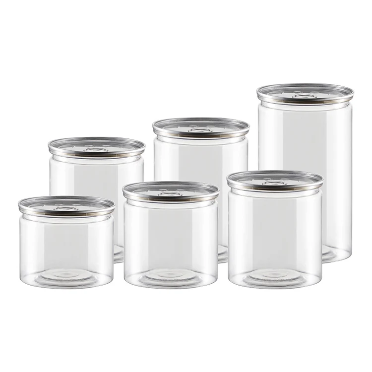 Cosmetic Jars Food Storage Container 8Oz 250Ml 300Ml 500Ml Clear Pet Plastic Jars With Screw Top Lids