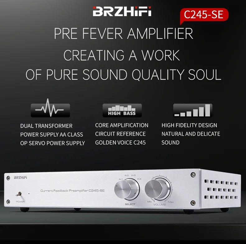 BRZHIFI golden voice C245 line Class AA servo front amplifier HiFi class audio preamplifier manufacture