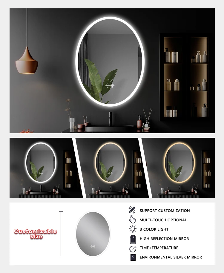 product led bathroom makeup customizable mirror wall mounted smart vanity lighted explosion proof mirror for barber shop-4
