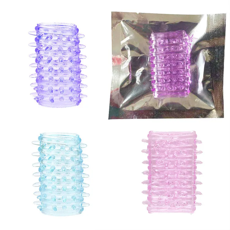 Hot Selling Men's Delay Ejaculation Cock Ring Crystal Jelly Spike Shaped Expansion Sleeve No Vibration Sex Toy Penis Dildos