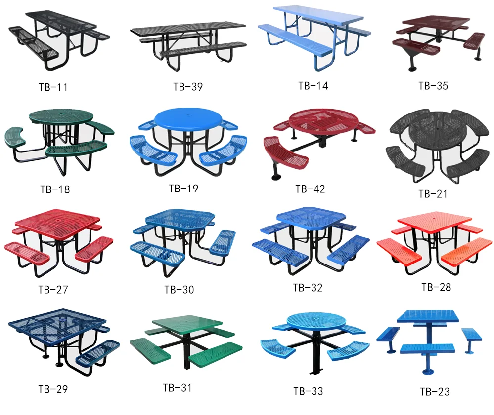 Outdoor Thermoplastic Steel Round Square Commercial Picnic Table With